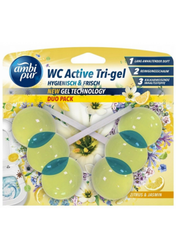 Гелевый подвесной блок для туалета Ambi Pur WC Active Tri-gel Цитрус и жасмин, 2х45 г